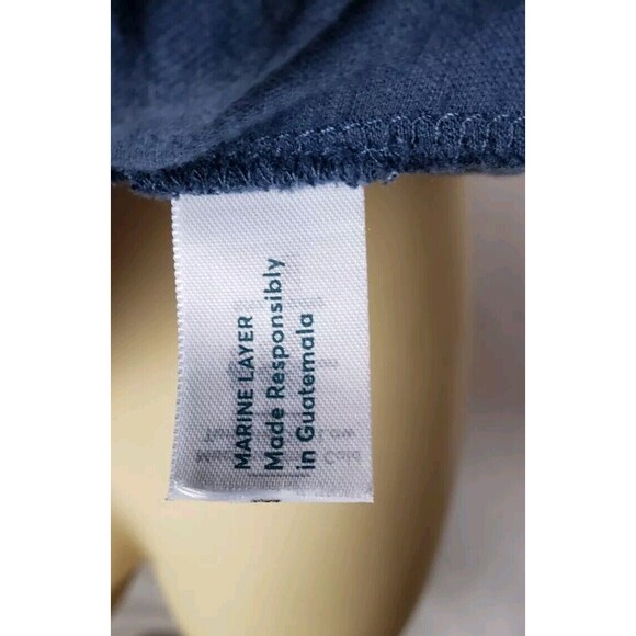 Marine Layer Mens Tee Shirt M Dark Blue Slub Striped Chest Pocket Geek Nerd Dad - Picture 6 of 6